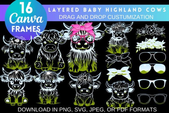 Cute Baby Highland Cows Canva Frames: A Designer's Take