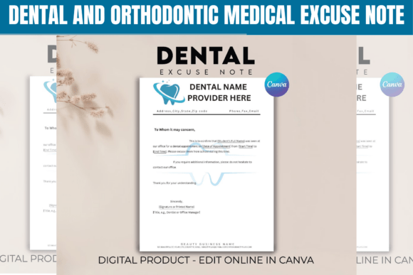 Dental Excuse Note Canva Template: Professional Design, Simplified