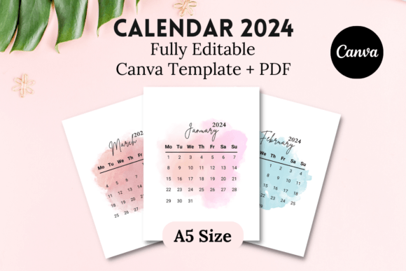 Editable Calendar 2024 Canva Template: Plan Your Year with Style