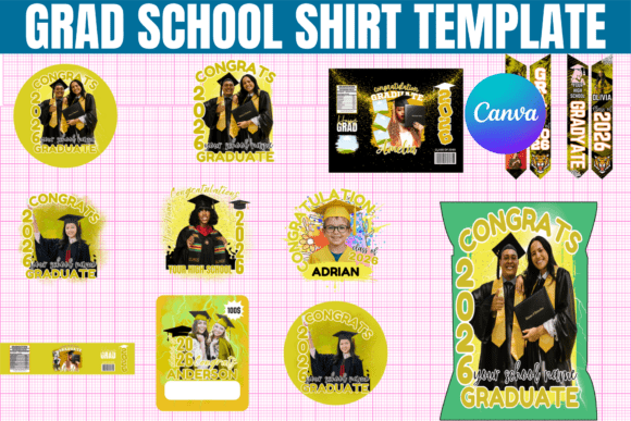 Effortless Customization: The Grad School Shirt Canva Template Bundle