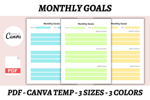 Master Your Month: The Editable Monthly Goals Canva Template