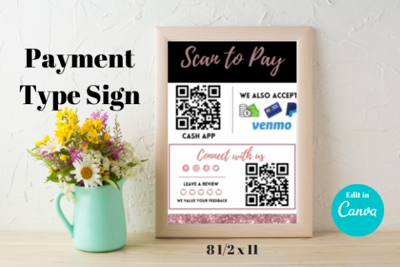 Rose Gold Payment Method Sign for Vendor Booths