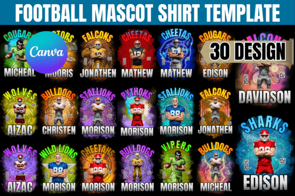 Score Big with Editable Football Mascot Shirt Templates