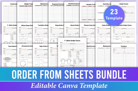 Simplify Your Craft Business with the Editable Order from Sheets Bundle Canva
