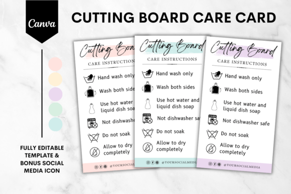 Smart Branding with Cutting Board Care Card Canva Template 3