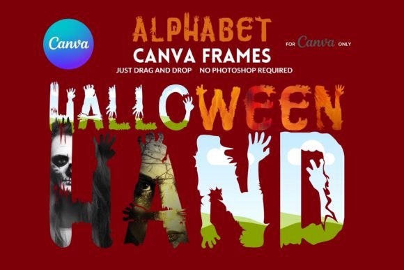 Spooky Hands Alphabet Canva Frame: Eerie Elegance for Halloween
