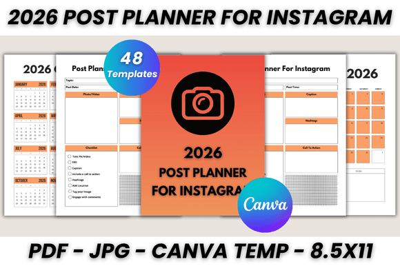 Strategic Social Media: The 2026 Post Planner for Instagram Canva Template